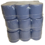 18 rolls of blue, center-pull, double-layered embossed paper towels, kitchen paper towels